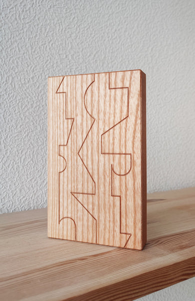 Wooden Bookends with geometric pattern